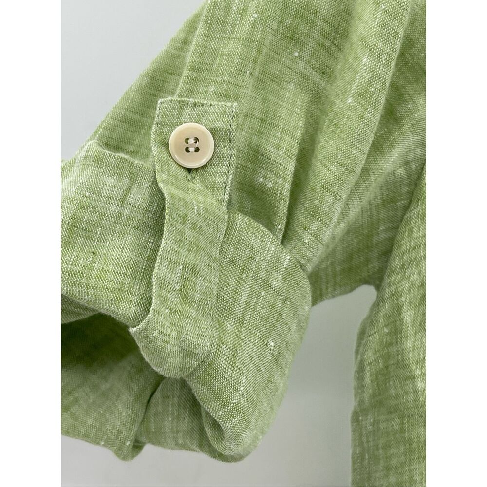 Lafayette 148 Linen Tunic Top Shirt Button Down Women 6 Green Collar Oversized - Picture 4 of 12